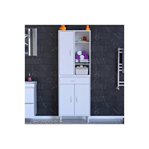 Afra 55x173x32,5 Cm 1 Çekmece 3 Kapak 5 Raf 8 Bölme Çok Amaçlı Banyo & Mutfak Dolabı