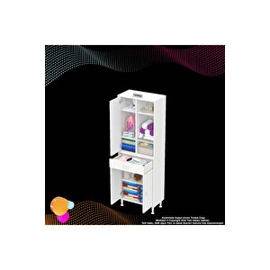 Afra 55x173x32,5 Cm 1 Çekmece 3 Kapak 5 Raf 8 Bölme Çok Amaçlı Banyo & Mutfak Dolabı