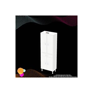 Yeni Afra 65x173x32,5 Cm 1 Çekmece 4 Kapak 3 Raf 6 Bölme Çok Amaçlı Banyo & Mutfak Dolabı