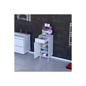 Emir 40 X 88 X 32,5 Cm 1 Çekmece 1 Kapak 3 Raf 4 Bölme Çok Amaçlı Banyo & Mutfak Dolabı