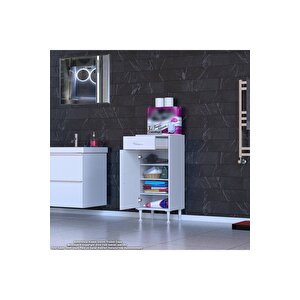 Emir 40 X 88 X 32,5 Cm 1 Çekmece 1 Kapak 3 Raf 4 Bölme Çok Amaçlı Banyo & Mutfak Dolabı