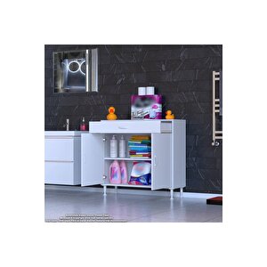 Emir 100x88x32,5 Cm 1 Çekmece 2 Kapak 1 Raf 2 Bölme Çok Amaçlı Banyo & Mutfak Dolabı