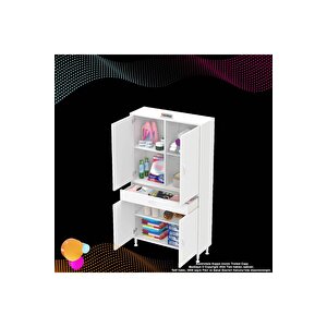Yeni Afra 95x173x32,5 Cm 1 Çekmece 4 Kapak 3 Raf 6 Bölme Çok Amaçlı Banyo & Mutfak Dolabı