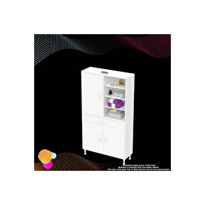 Afra 100x173x32,5 Cm 1 Çekmece 3 Kapak 7 Raf 10 Bölme Çok Amaçlı Banyo & Mutfak Dolabı