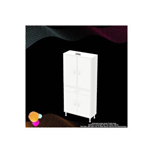 Yeni Afra 75x173x32,5 Cm 1 Çekmece 4 Kapak 3 Raf 6 Bölme Çok Amaçlı Banyo & Mutfak Dolabı
