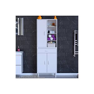 Afra 70x173x32,5 Cm 1 Çekmece 3 Kapak 7 Raf 10 Bölme Çok Amaçlı Banyo & Mutfak Dolabı