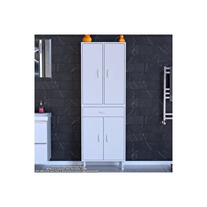 Yeni Afra 60x173x32,5 Cm 1 Çekmece 4 Kapak 3 Raf 6 Bölme Çok Amaçlı Banyo & Mutfak Dolabı