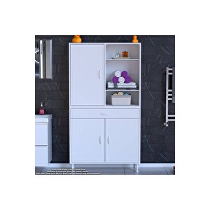 Afra 95x173x32,5 Cm 1 Çekmece 3 Kapak 5 Raf 8 Bölme Çok Amaçlı Banyo & Mutfak Dolabı