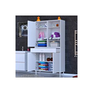 Afra 95x173x32,5 Cm 1 Çekmece 3 Kapak 5 Raf 8 Bölme Çok Amaçlı Banyo & Mutfak Dolabı