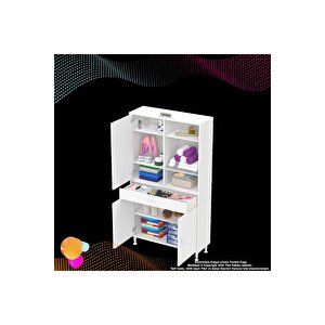 Afra 95x173x32,5 Cm 1 Çekmece 3 Kapak 5 Raf 8 Bölme Çok Amaçlı Banyo & Mutfak Dolabı