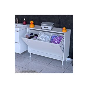 Söke 95x75x32,5 Cm' Lik Ultra Geniş 3 Çamaşır Sepet Hazneli Dolap Banyonuzun Yeni Gözdesi