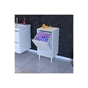 Söke Banyo Için Sihirli Kutu 35x75x32,5 Cm’ Lik 1 Göz Sepet Hazneli Mini Banyo Dolabı