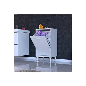 Söke Banyo Için Sihirli Kutu 35x75x32,5 Cm’ Lik 1 Göz Sepet Hazneli Mini Banyo Dolabı