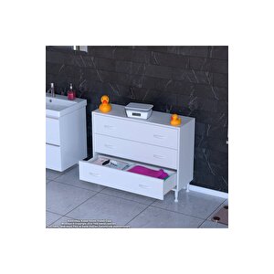 Söke 100x75x32,5 Cm’ Lik 3 Çekmeceli 6 Gözlü Banyo Organizeri Çok Amaçlı Banyo Dolabı