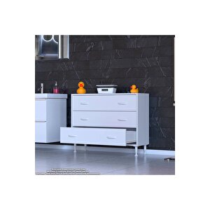 Söke 100x75x32,5 Cm’ Lik 3 Çekmeceli 6 Gözlü Banyo Organizeri Çok Amaçlı Banyo Dolabı