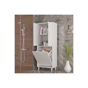 Gamzem Banyo 55 X 138 Cm Çamaşır Bölmeli Banyo Dolabı