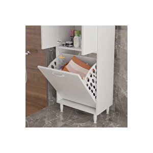 Gamzem Banyo 55 X 138 Cm Çamaşır Bölmeli Banyo Dolabı