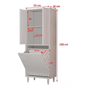 Gamzem Banyo 55 X 138 Cm Çamaşır Bölmeli Banyo Dolabı