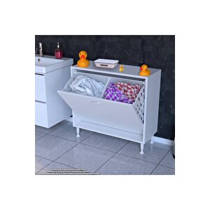 Söke Banyo Için Sihirli Kutu 70x75x32,5 Cm’ Lik 2 Göz Sepet Hazneli Mini Banyo Dolabı