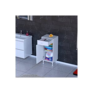 Slim Emir 35x88x32,5 Cm Cm Tek Çekmeceli Kapaklı Komidin, Cihaz Koyma Sehpası, Setup Masası