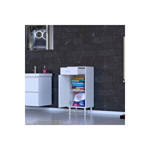 Slim Emir 35x88x32,5 Cm Cm Tek Çekmeceli Kapaklı Komidin, Cihaz Koyma Sehpası, Setup Masası