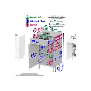 Slim Emir 35x88x32,5 Cm Cm Tek Çekmeceli Kapaklı Komidin, Cihaz Koyma Sehpası, Setup Masası