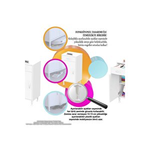 Slim Emir 35x88x32,5 Cm Cm Tek Çekmeceli Kapaklı Komidin, Cihaz Koyma Sehpası, Setup Masası