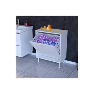 Söke Banyo Için Sihirli Kutu 60x75x32,5 Cm’ Lik 1 Göz Sepet Hazneli Mini Banyo Dolabı
