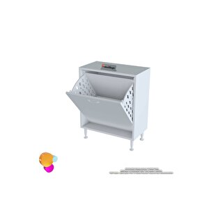 Söke Banyo Için Sihirli Kutu 60x75x32,5 Cm’ Lik 1 Göz Sepet Hazneli Mini Banyo Dolabı