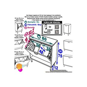 Söke Banyo Için Sihirli Kutu 80x75x32,5 Cm’ Lik 2 Göz Sepet Hazneli Mini Banyo Dolabı