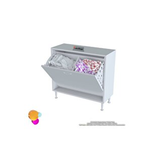 Söke Banyo Için Sihirli Kutu 80x75x32,5 Cm’ Lik 2 Göz Sepet Hazneli Mini Banyo Dolabı