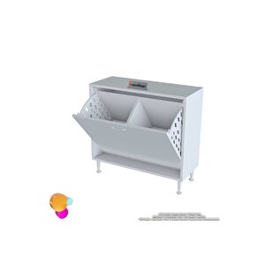 Söke Banyo Için Sihirli Kutu 80x75x32,5 Cm’ Lik 2 Göz Sepet Hazneli Mini Banyo Dolabı