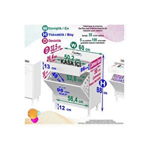 Emir 60x88x32,5 Cm 1 Sepetli Kirli Çamaşır Pratik Çok Fonksiyonlu Düzenleyici Dolap