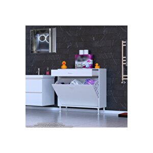 Emir 100x88x32,5 Cm 3 Göz Sepetli Kirli Çamaşır Pratik Düzenleyici Dolap
