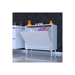 Söke Banyo Için Sihirli Kutu 85x75x32,5 Cm’ Lik 2 Göz Sepet Hazneli Mini Banyo Dolabı