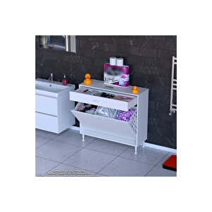Emir 95x88x32,5 Cm 3 Göz Sepetli Kirli Çamaşır Pratik Düzenleyici Dolap