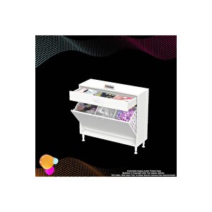 Emir 95x88x32,5 Cm 3 Göz Sepetli Kirli Çamaşır Pratik Düzenleyici Dolap