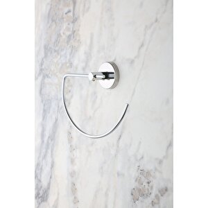 Modern Krom Yarım Daire G Havluluk, Parlak Krom Kaplama, Dayanıklı Metal Havlu Askılığı Yapışkanlı Ve Vidalı