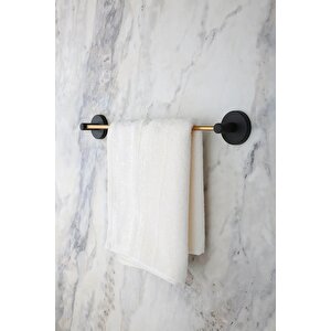 Elegant Siyah-gold Uzun Havluluk - Paslanmaz Çelik Havlu Askılığı, Yapışkanlı Ve Vidalı