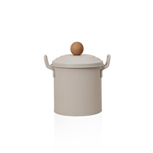 Stripe Bakliyat Ve Deterjan Saklama Kabı Bej