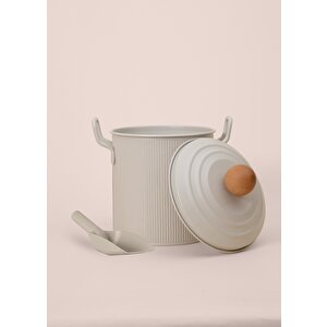 The Mia Stripe Bakliyat Ve Deterjan Saklama Kabı Bej