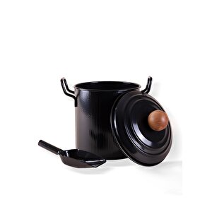 Stripe Bakliyat Ve Deterjan Saklama Kabı Siyah