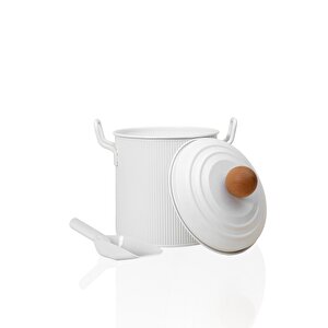 Stripe Bakliyat Ve Deterjan Saklama Kabı Beyaz