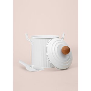 The Mia Stripe Bakliyat Ve Deterjan Saklama Kabı Beyaz