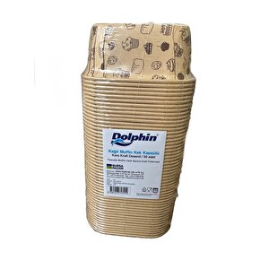 Muffin Kare Kağıt Kraft Desenli Sarı Kek Kalıbı Kapsülü Kabı - 50 Adetlik 10 Paket