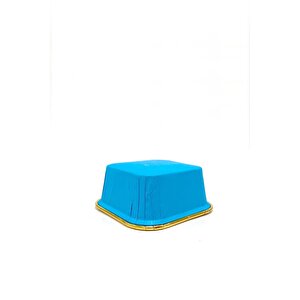 Muffin Kare Kağıt Mavi Altın Cupcake Kek Kalıbı Kapsülü Kabı - 25 Adetlik 1 Paket