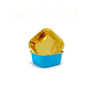 Dolphin Muffin Kare Kağıt Mavi Altın Cupcake Kek Kalıbı Kapsülü Kabı - 25 Adetlik 1 Paket