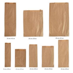 Kraft Baget Şemua Kese Kağıdı - 12 X 20 Cm. - 1500 Gr. - Ortalama 205 Ad - Paket