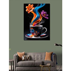 Kanvas Tablo Renkli Kahve Fincanı 100x140 cm