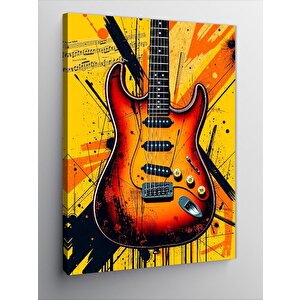 Kanvas Tablo Renkli Elektrik Gitarı 100x140 cm
